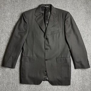 Canali Super 120 Mens Gray Striped Pure Wool Blazer Suit Jacket 42R